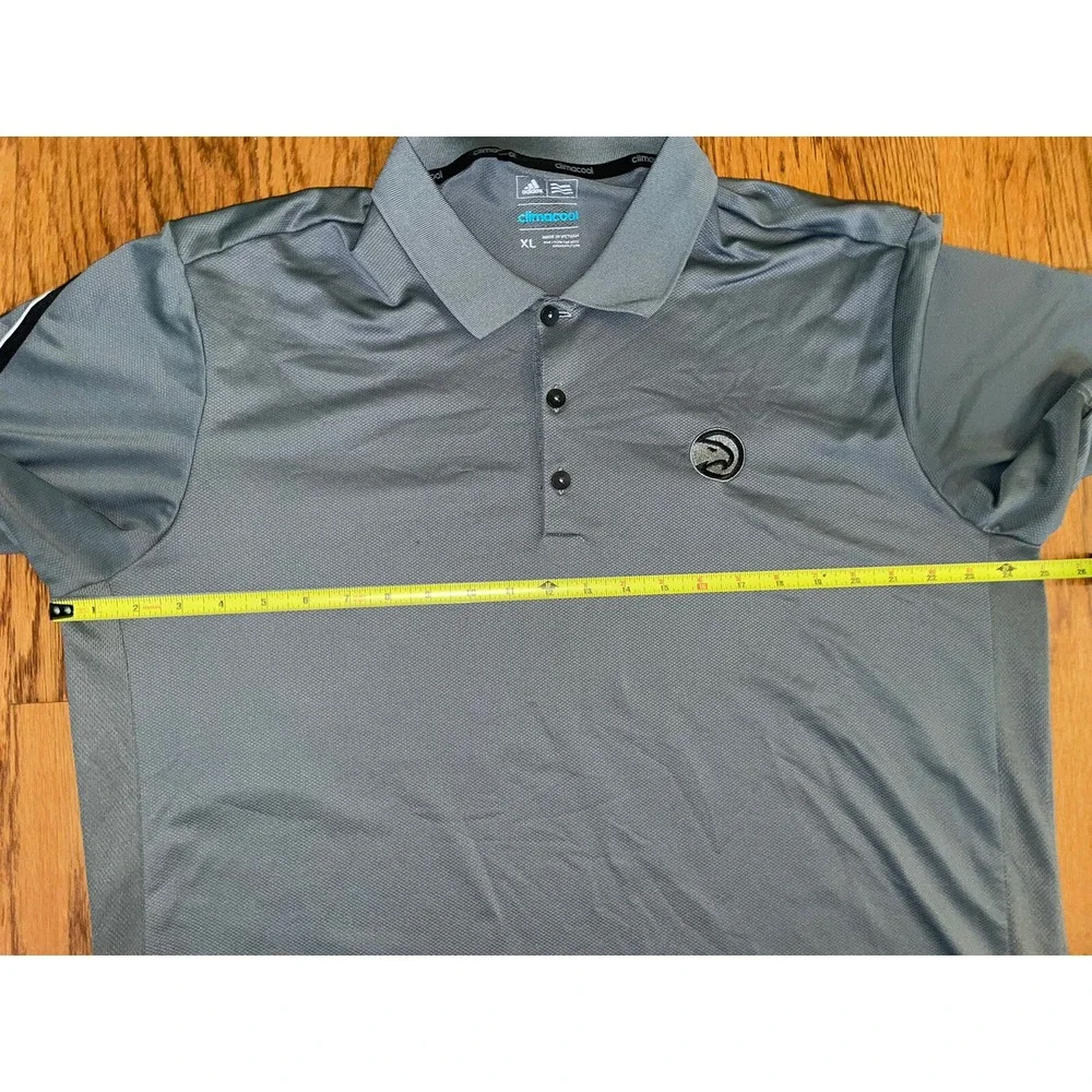 Adidas Atlanta‎ Hawks Mens Polo Shirt Golf Collard Size XL Gray short sleeve